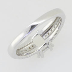 Sterling Silver Semi Mount Ring Setting Cushion Cu 7x5mm Milgrain Topaz - Syzjewelry