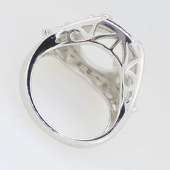 Sterling Silver Semi Mount Ring Setting Oval OV 15X12mm White Topaz - Syzjewelry