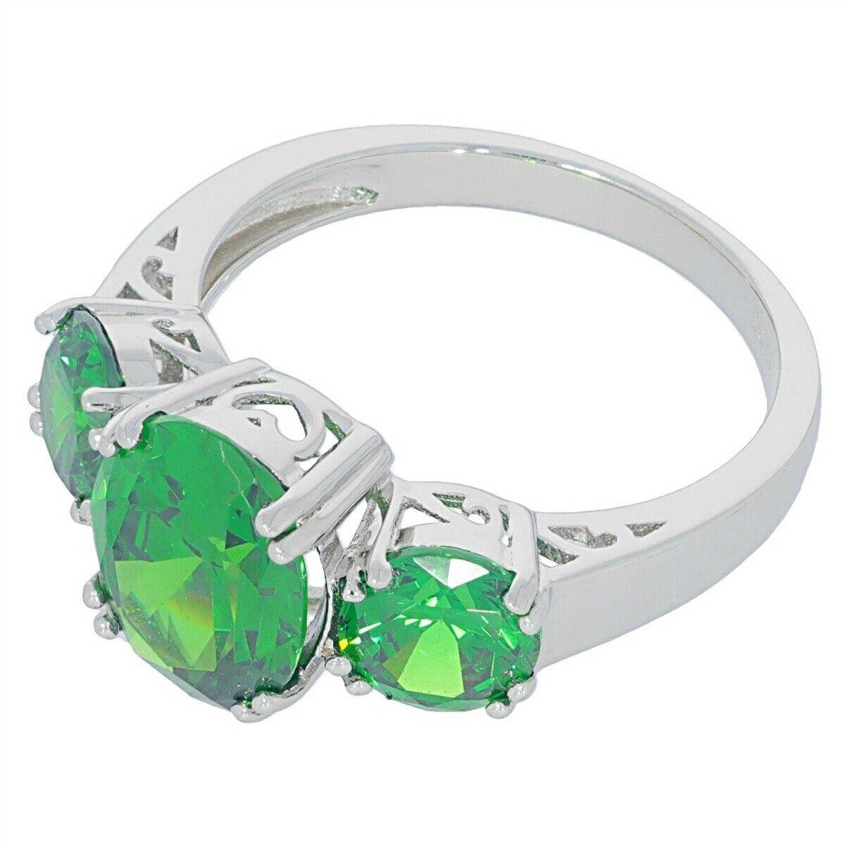 Sterling Silver Semi Mount Ring Setting Oval OV 10X8mm RD 6x6mm 3 Stones - Syzjewelry