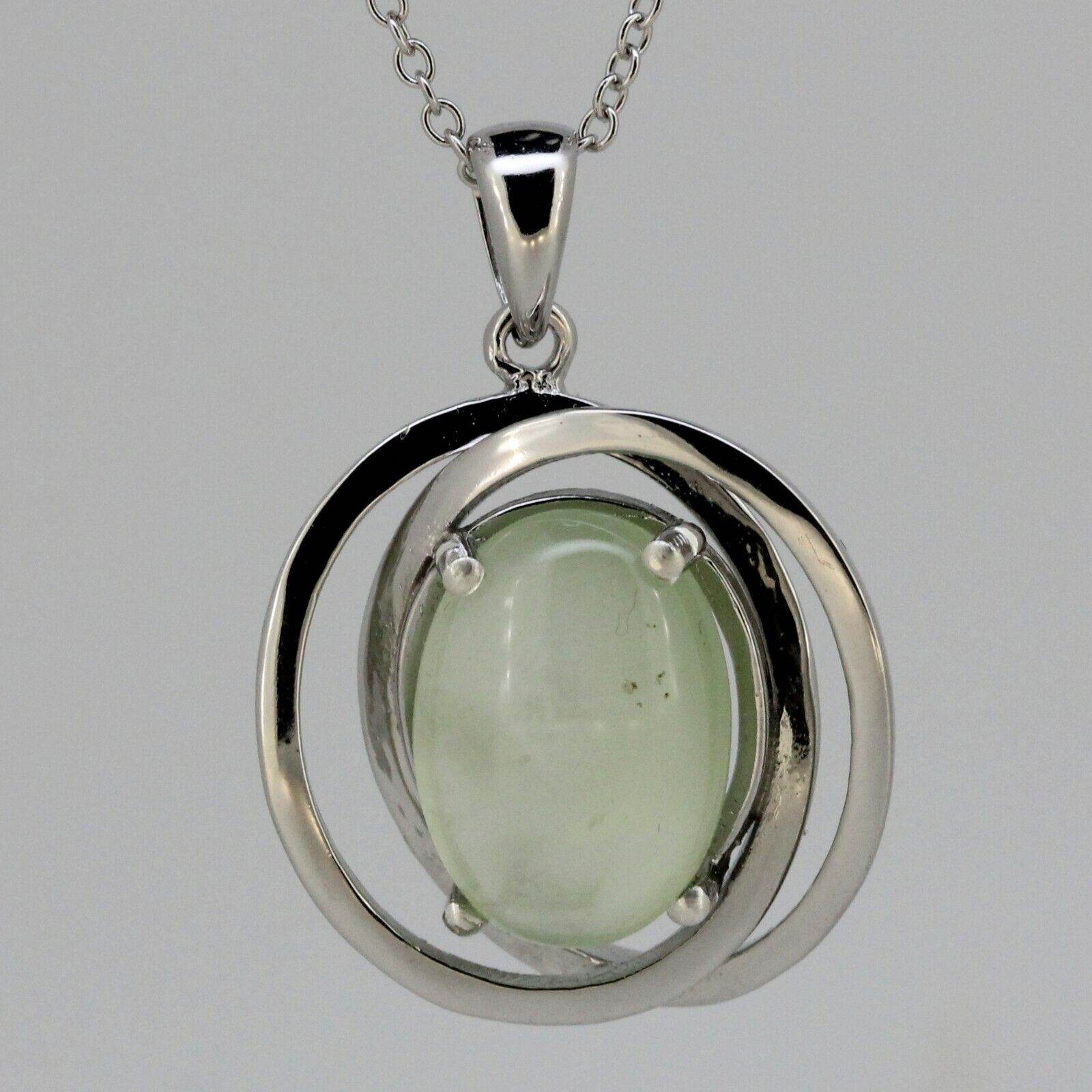 Huge Genuine Natural Prenite Sterling Silver Pendant Apple Theme White Topaz - Syzjewelry