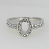 Sterling Silver Semi Mount Ring Setting Oval OV 7x5mm Halo Split R514 - Syzjewelry