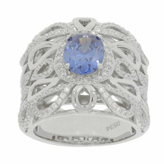 Sterling Silver Semi Mount Ring Setting OV 9X7mm White Topaz Solid - Syzjewelry