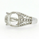 Art Deco Style Sterling Silver Semi Mount Ring Setting Oval OV 10x8mm - Syzjewelry