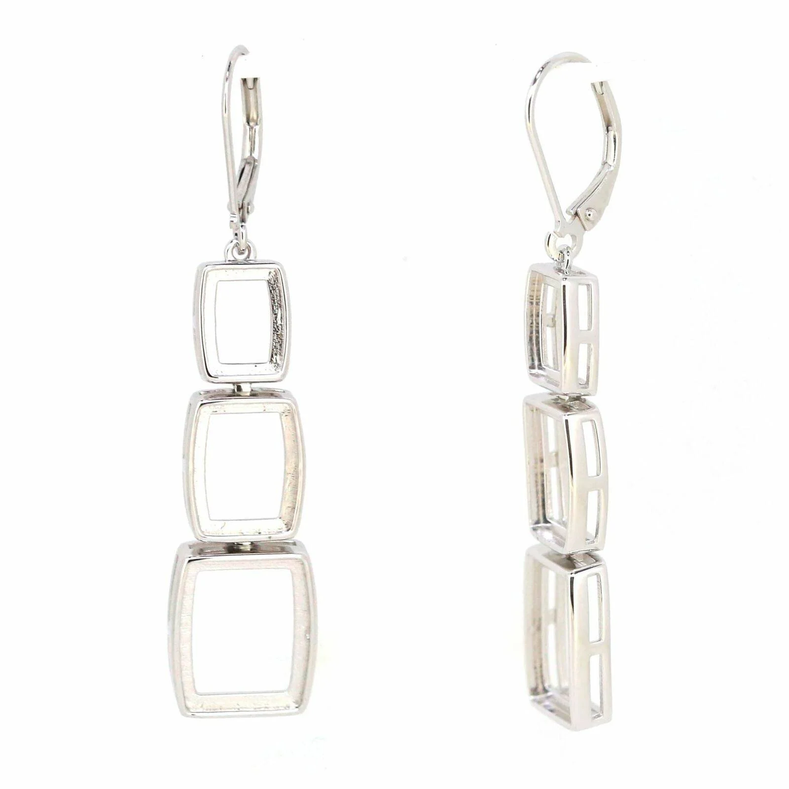 Sterling Silver Semi Mount Earrings Setting Cushion CU 12x10mm 10x8mm 8x6mm Cabochon Syzjewelry