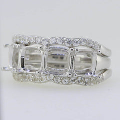3 piece Set Sterling Silver Semi Mount Ring Setting Cushion CU 6X6mm - Syzjewelry