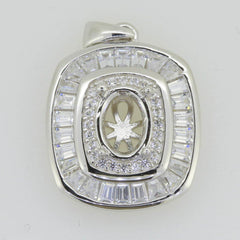 Sterling Silver Semi Mount Pendant Setting Oval OV 8X6mm White Topaz - Syzjewelry
