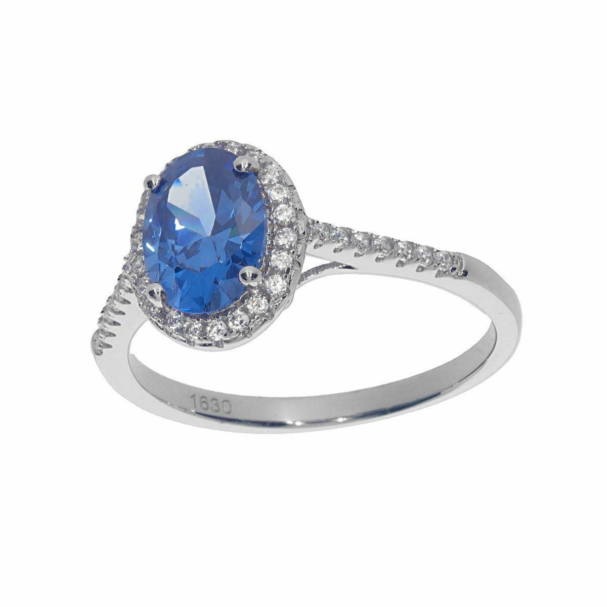 Sterling Silver Semi Mount Ring Setting Oval OV 8X6mm Halo with White Topaz - Syzjewelry