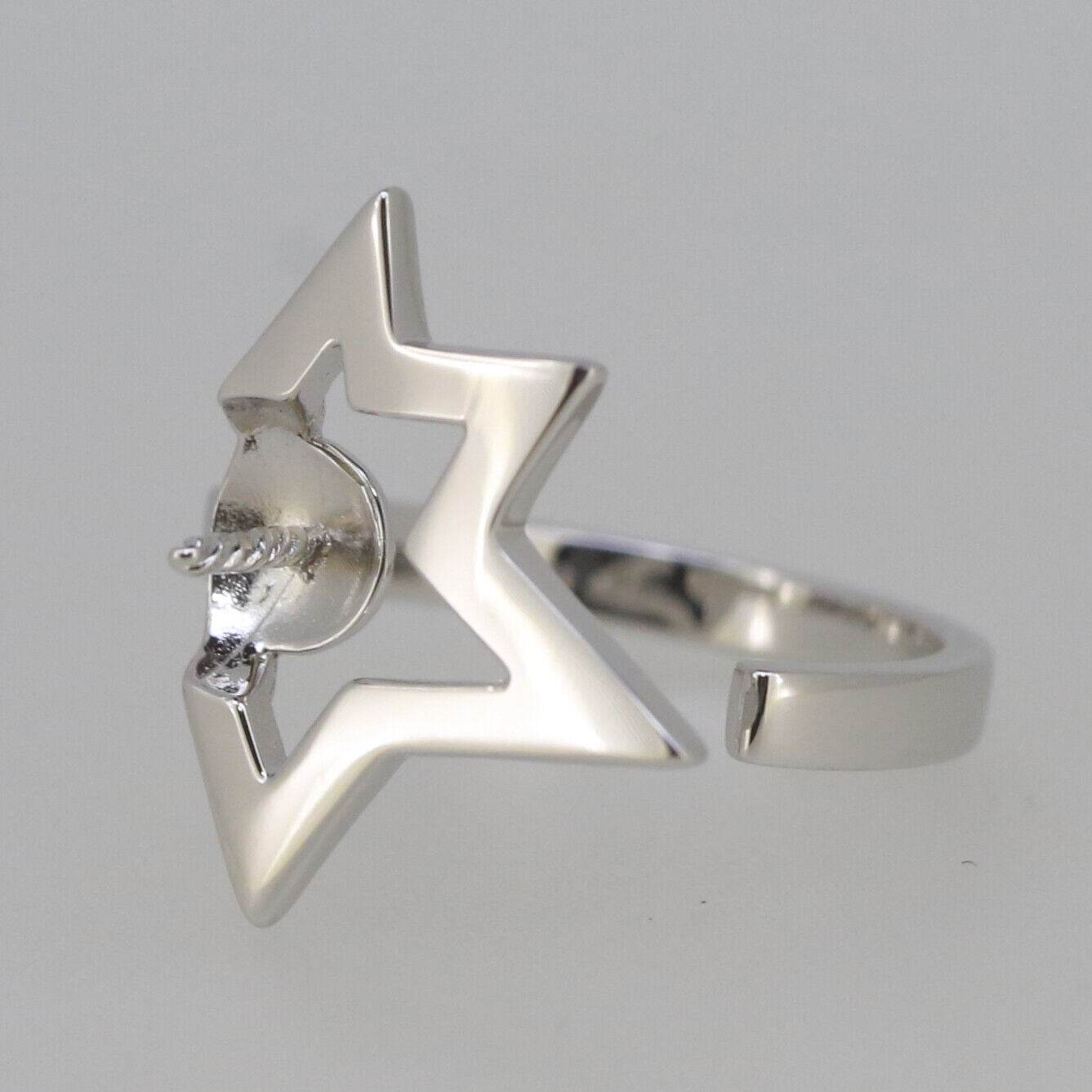 Sterling Silver Semi Mount Ring Setting Round 8x8mm Pearl & Star Ring - Syzjewelry