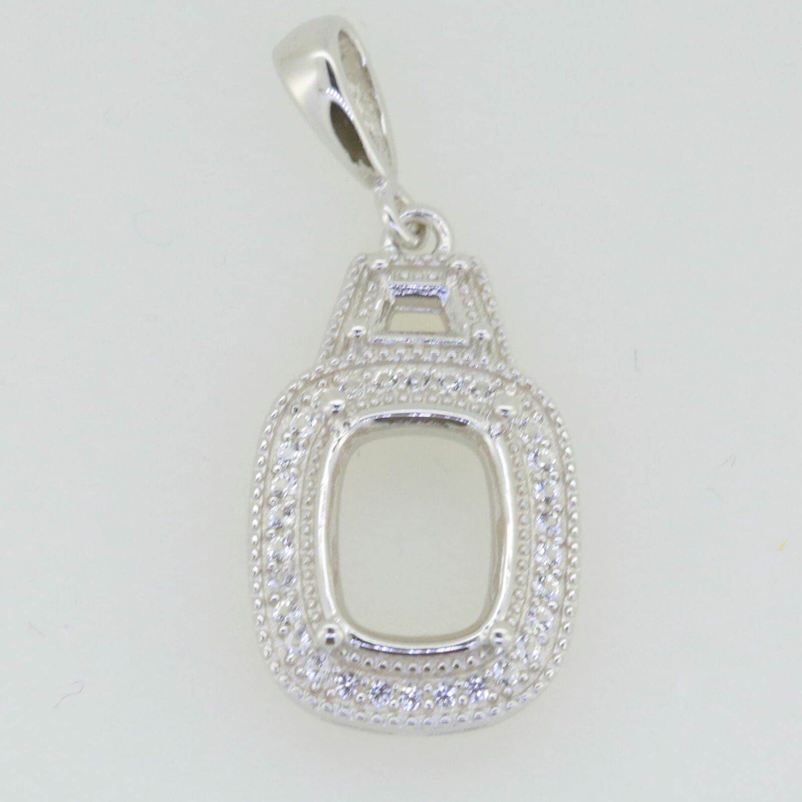 14K White Gold Semi Mount Pendant Setting Cushion CU 9x7mm GTL20270P14KW - Syzjewelry
