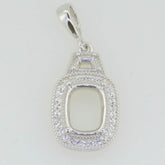 14K White Gold Semi Mount Pendant Setting Cushion CU 9x7mm GTL20270P14KW - Syzjewelry