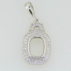 14K White Gold Semi Mount Pendant Setting Cushion CU 9x7mm GTL20270P14KW - Syzjewelry