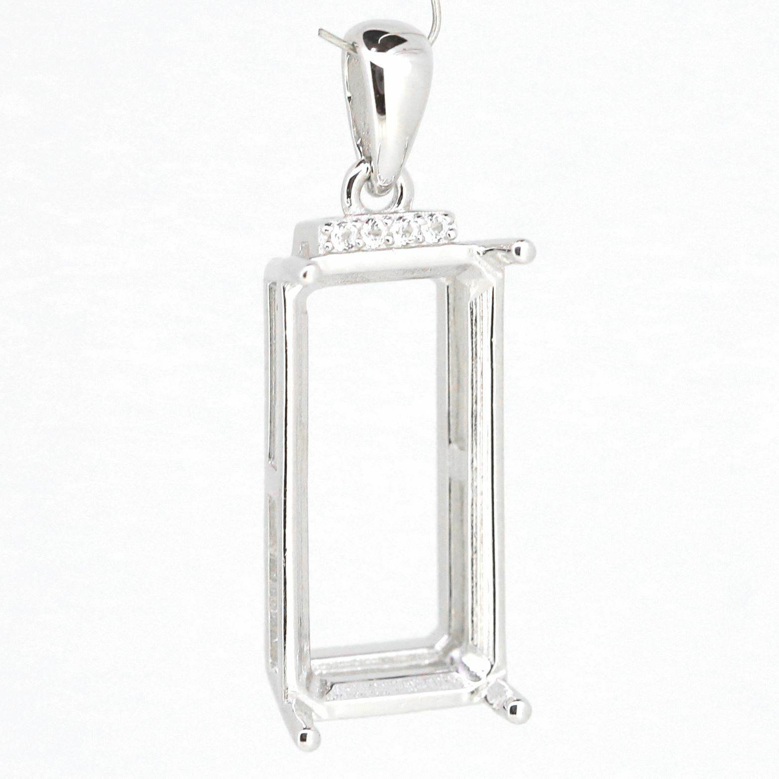 14K White Gold Semi Mount Pendant Setting Emerald OCT 20X10mm DK20490P14KW - Syzjewelry