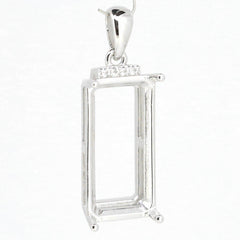 14K White Gold Semi Mount Pendant Setting Emerald OCT 20X10mm DK20490P14KW - Syzjewelry