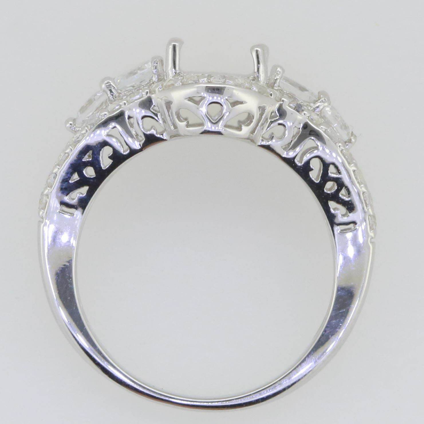 Sterling Silver Semi Mount Ring Setting Oval OV 9x7mm White Topaz PJC2771R - Syzjewelry