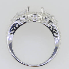 Sterling Silver Semi Mount Ring Setting Oval OV 9x7mm White Topaz PJC2771R - Syzjewelry