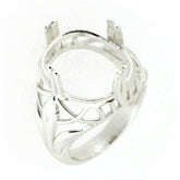 Sterling Silver Semi Mount Ring Setting Oval OV 18x13mm Art Deco Style - Syzjewelry