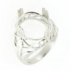 Sterling Silver Semi Mount Ring Setting Oval OV 18x13mm Art Deco Style - Syzjewelry