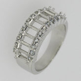 Sterling Silver Semi Mount Ring Setting Emerald Oct 5x3mm Natural Aquamarine - Syzjewelry