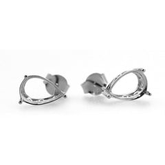 Sterling Silver Semi Mount Earrings Setting Pear Cut PE 10x7mm White Topaz - Syzjewelry