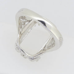 Sterling Silver Semi Mount Ring Setting Emerald OCT 16X10mm Art Deco Vintage Style - Syzjewelry