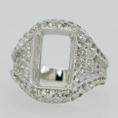 Sterling Silver Semi Mount Ring Setting OCT 14x10mm White Topaz - Syzjewelry