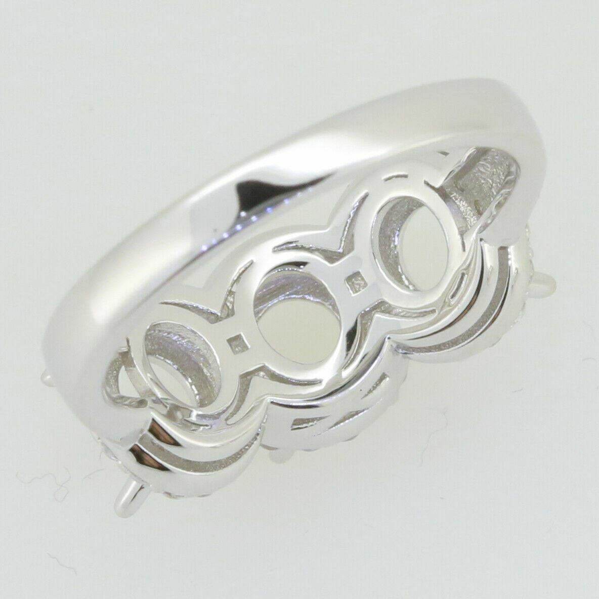 Sterling Silver Semi Mount Ring Setting Round RD 6x6mm 3 Stone White T - Syzjewelry