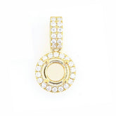 10K Yellow Gold Semi Mount Pendant Setting Round RD 5x5mm Halo No Chain - Syzjewelry