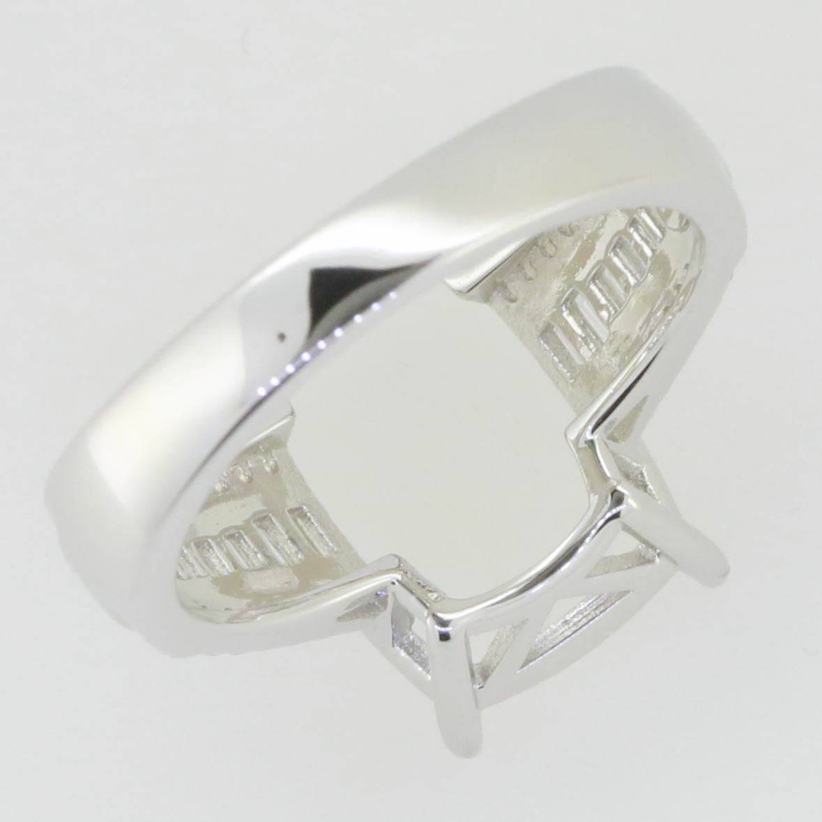 Sterling Silver Semi Mount Ring Setting Cushion CU 14x10mm White Topaz - Syzjewelry