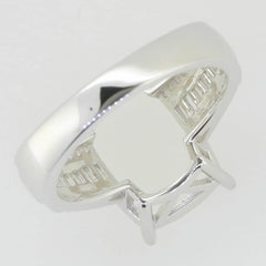 Sterling Silver Semi Mount Ring Setting Cushion CU 14x10mm White Topaz - Syzjewelry