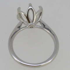 Sterling Silver Semi Mount Ring Setting Round RD 10x10mm Tulip Head w/ 6 Png - Syzjewelry