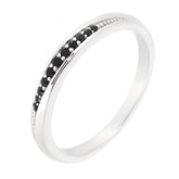 10K White Gold Black Diamond Stackable Eternity Ring 3mm Band - Syzjewelry