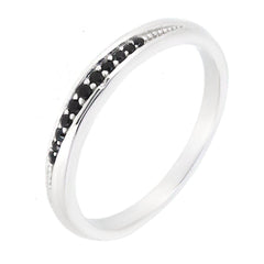 10K White Gold Black Diamond Stackable Eternity Ring 3mm Band - Syzjewelry