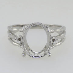 Sterling Silver Semi Mount Ring Setting Oval OV 10x8mm Bamboo Shank - Syzjewelry