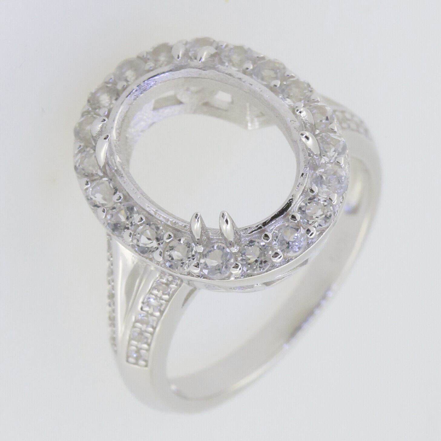 14K White Gold Semi Mount Ring Setting Oval OV 13X10mm W/ Moissanite - Syzjewelry