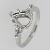 Sterling Silver Semi Mount Ring Setting Pear PE 11x8mm PE 5x3mm 3 Stones - Syzjewelry