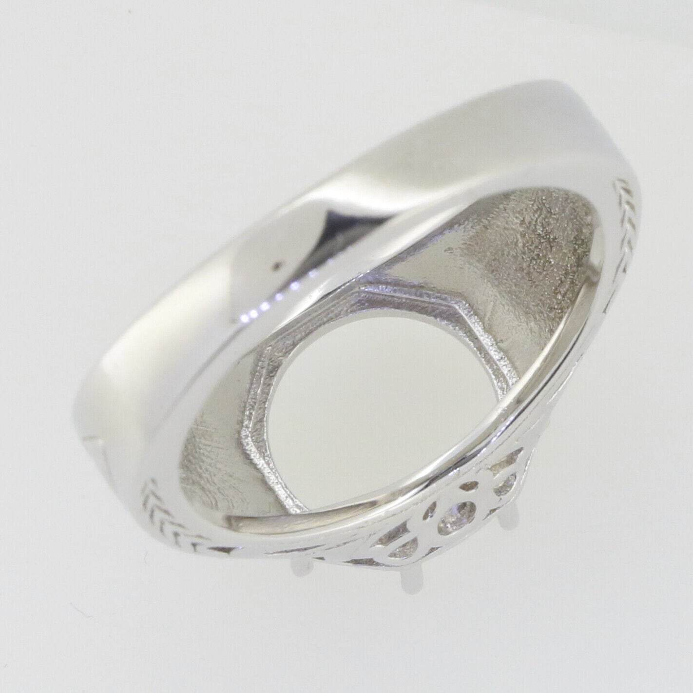 Men's Sterling Silver Semi Mount Ring Setting Round RD 12x12mm Unisex - Syzjewelry
