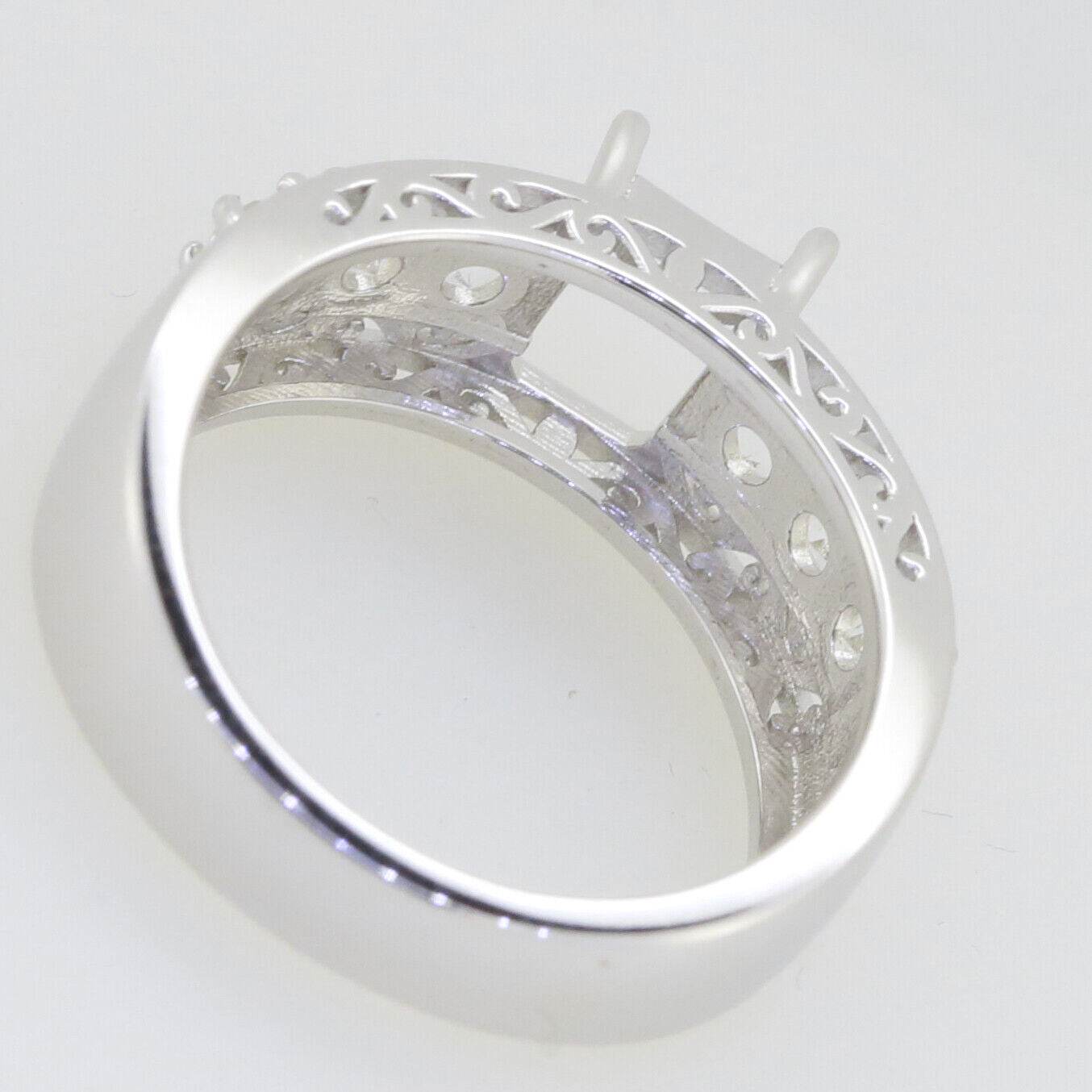 Sterling Silver Semi Mount Ring Setting Emerald OCT 8x6mm - Syzjewelry