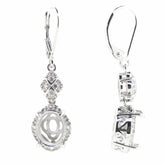 Sterling Silver Semi Mount Earrings Setting Oval OV 10X8mm White Topaz - Syzjewelry