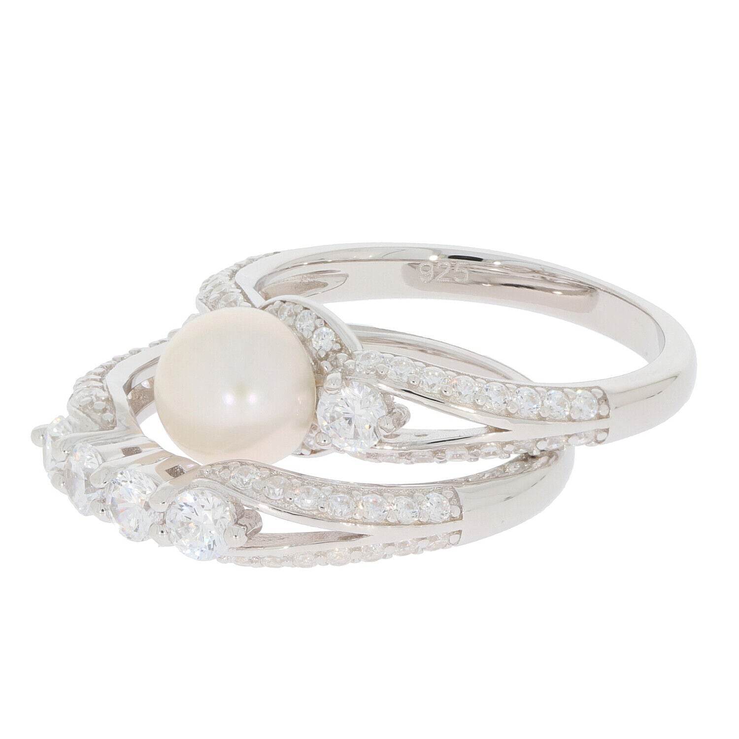 2 piece Set Sterling Silver Semi Mount Ring Setting Round RD 8X8mm Pearl - Syzjewelry