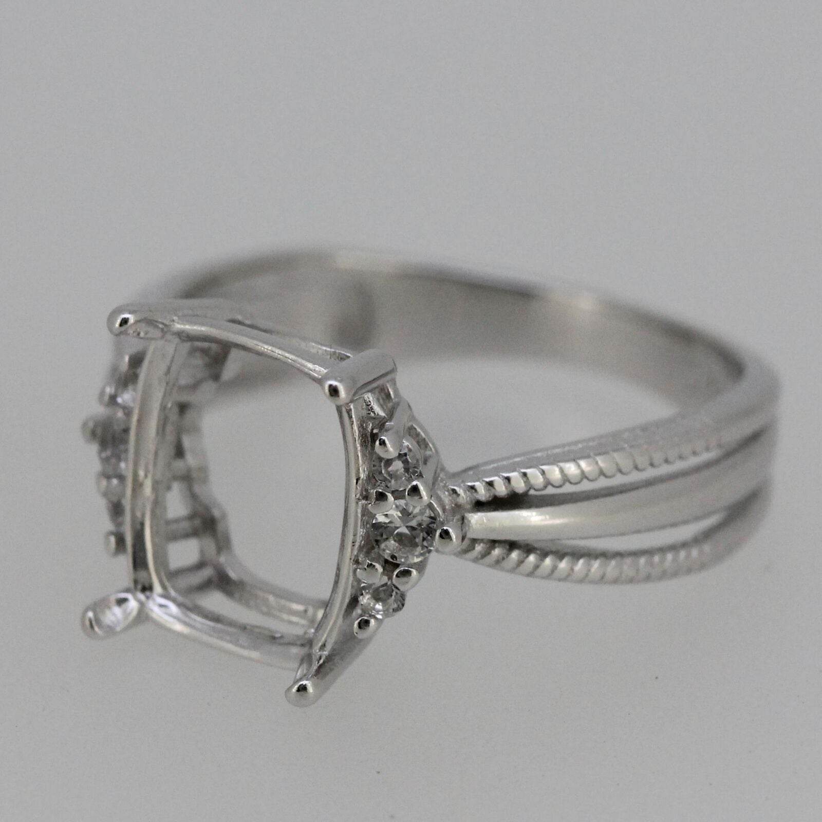 Sterling Silver Semi Mount Ring Setting Cushion Cu 10x8mm L359R359 - 313 - Syzjewelry