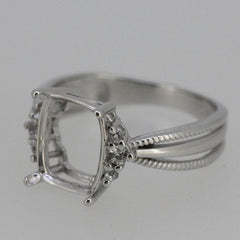 Sterling Silver Semi Mount Ring Setting Cushion Cu 10x8mm L359R359 - 313 - Syzjewelry