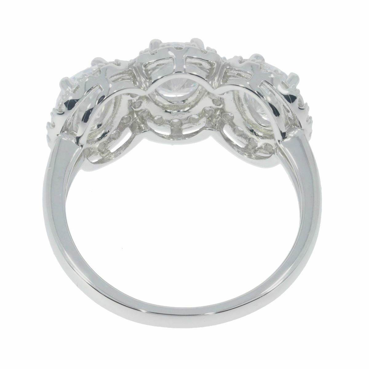 Sterling Silver Semi Mount Ring Setting OV 7X5mm 3 Stone Halo Design W - Syzjewelry