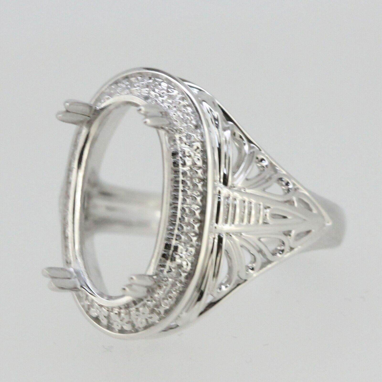 Sterling Silver Semi Mount Ring Setting Oval OV 15x8mm Vintage Repro - Syzjewelry