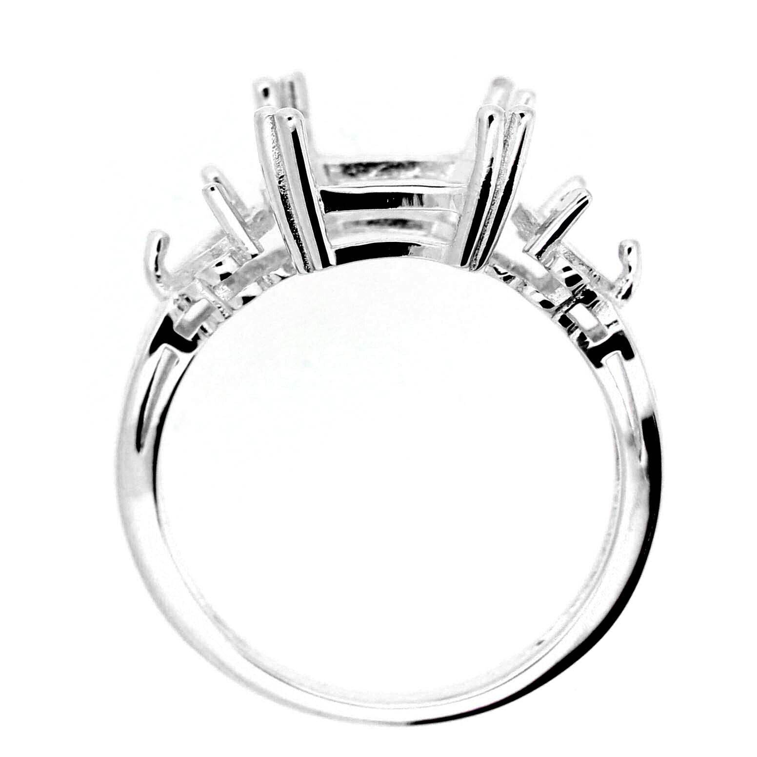 Sterling Silver Semi Mount Ring Setting Square 9x9mm CU 10x10mm HT 5x5mm - Syzjewelry