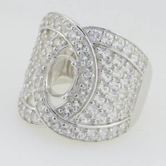 Sterling Silver Semi Mount Ring Setting Oval OV 8X6mm Dome Ring - Syzjewelry