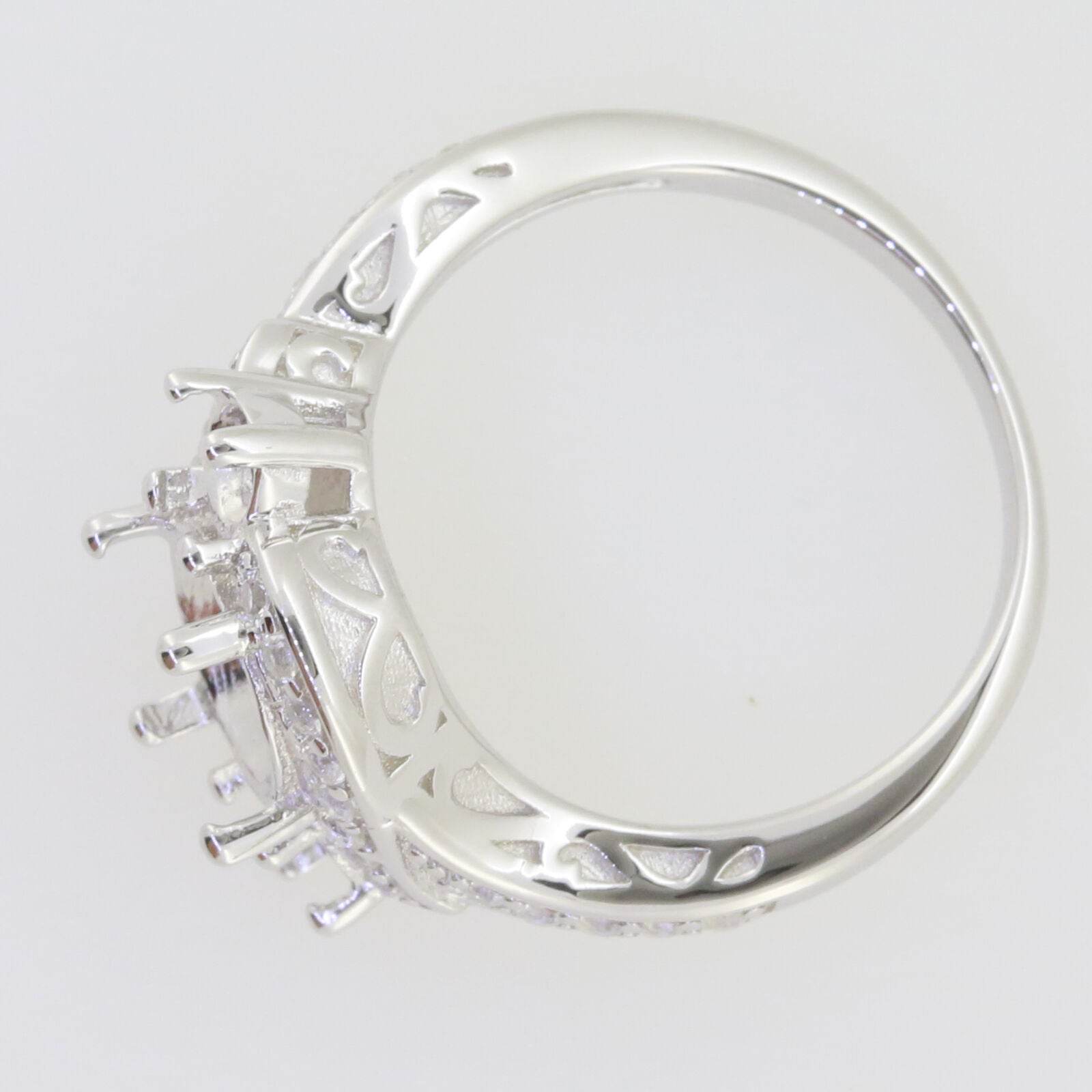 Sterling Silver Semi Mount Ring Setting Round RD 8x8 4x4mm 3 Stones By - Syzjewelry