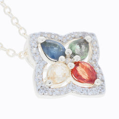 Sterling Silver Semi Mount Pendant Setting Pear PE 4X3mm Clover White - Syzjewelry