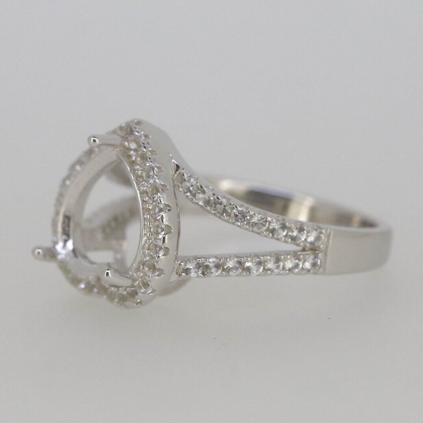 Sterling Silver Semi Mount Ring Setting Heart HT 10x10mm White Topaz - Syzjewelry