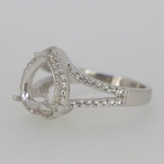 Sterling Silver Semi Mount Ring Setting Heart HT 10x10mm White Topaz - Syzjewelry