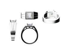 10K Yellow Gold Semi Mount Ring Setting Emerald OCT 9x7 8x6mm Men's Ring - Syzjewelry